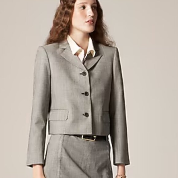 J.Crew Cropped Lady Blazer – Italian Gauzy Wool Blend – B&W Glen Plaid – 4 – NWT - Picture 3 of 4